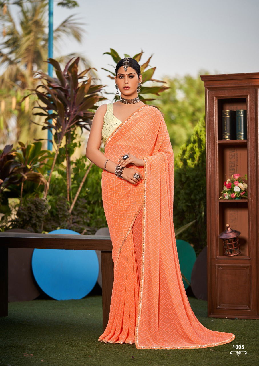 Stavan Smruti Stylish Fancy Designer Party Wear Georgette Saree Collection